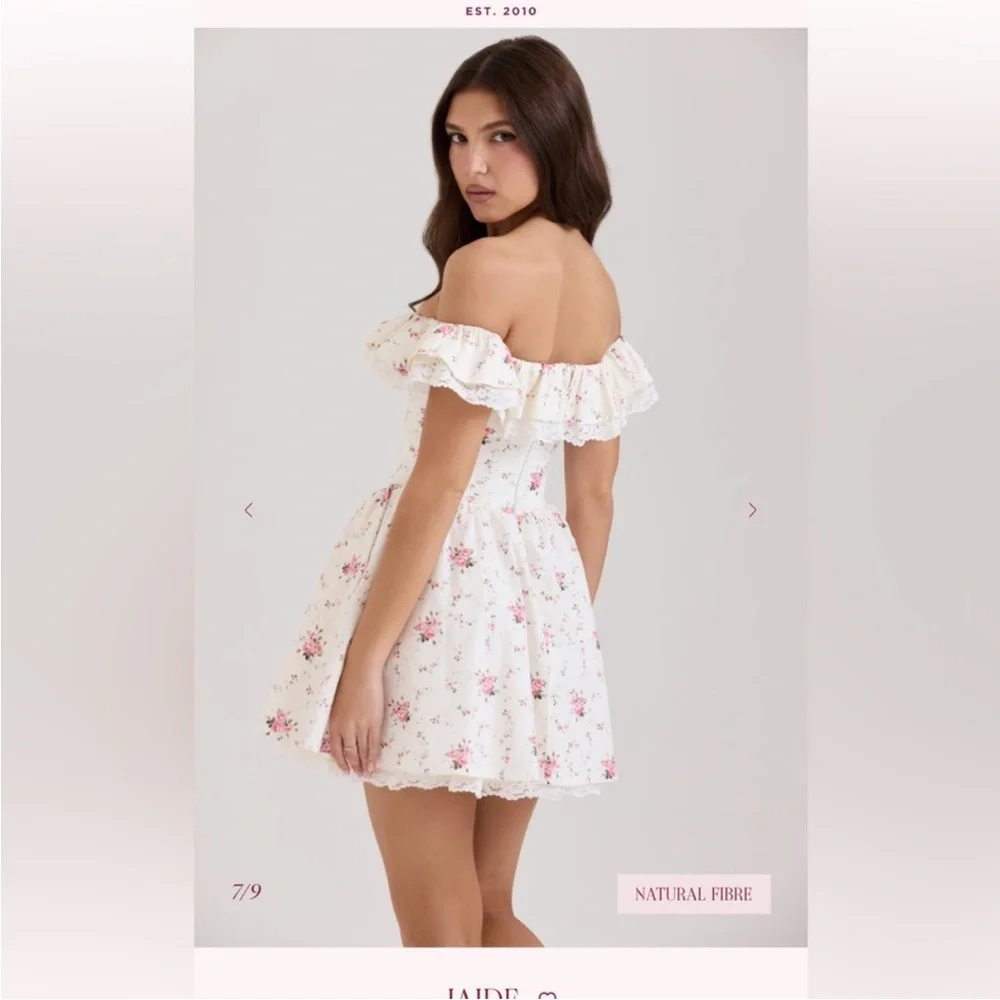 House of CB Jaime Floral Off-Shoulder Dress with Bow - Picture 4 of 6